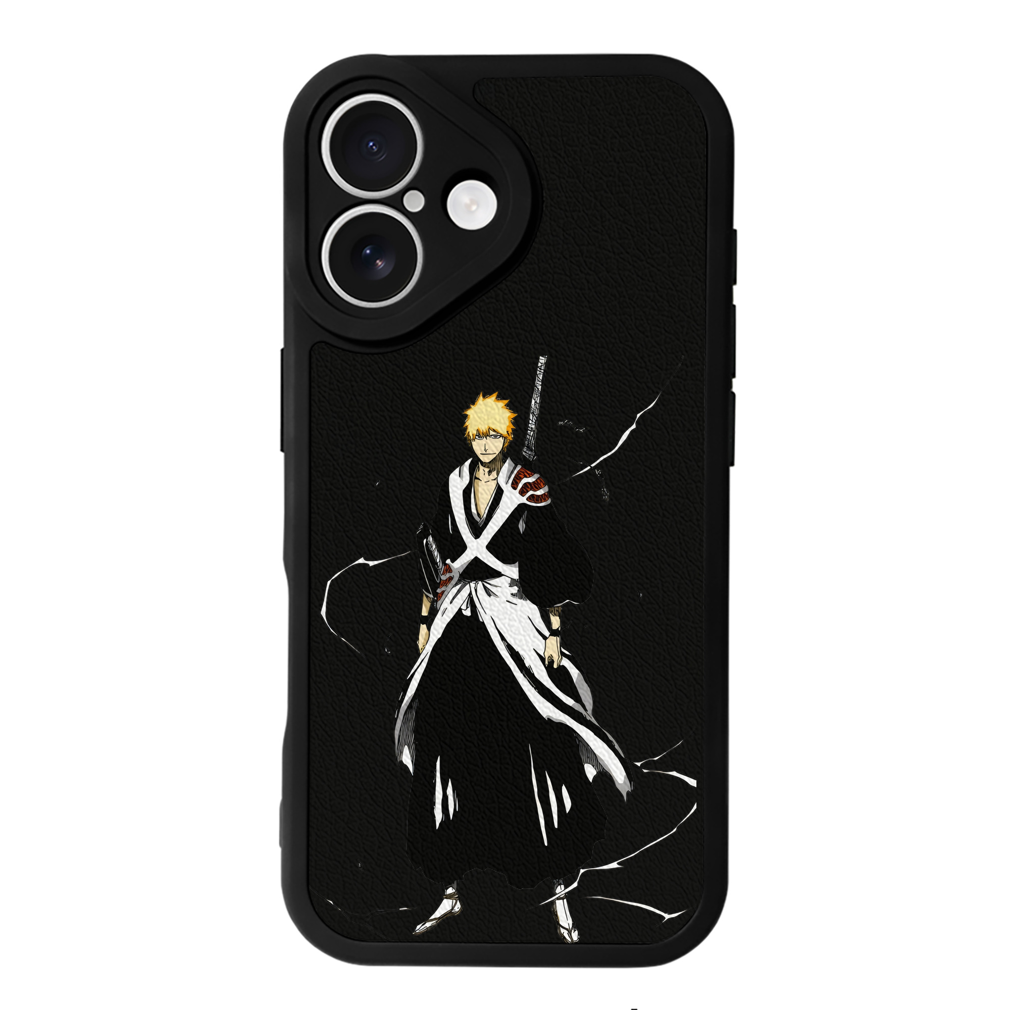 （画像用） ブリーチ 黒崎一護（くろさき いちご）BLEACH Kurosaki Ichigo 【iPhone 16シリーズ対応】シリコンスマホケース（レザー調） 材質：シリコン